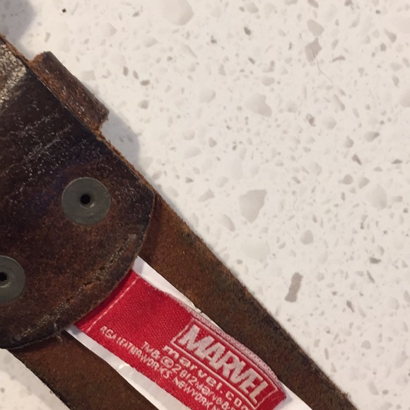 Free🌷 MARVEL Spider-Man leather web belt size 32 brown - Picture 2 of 5